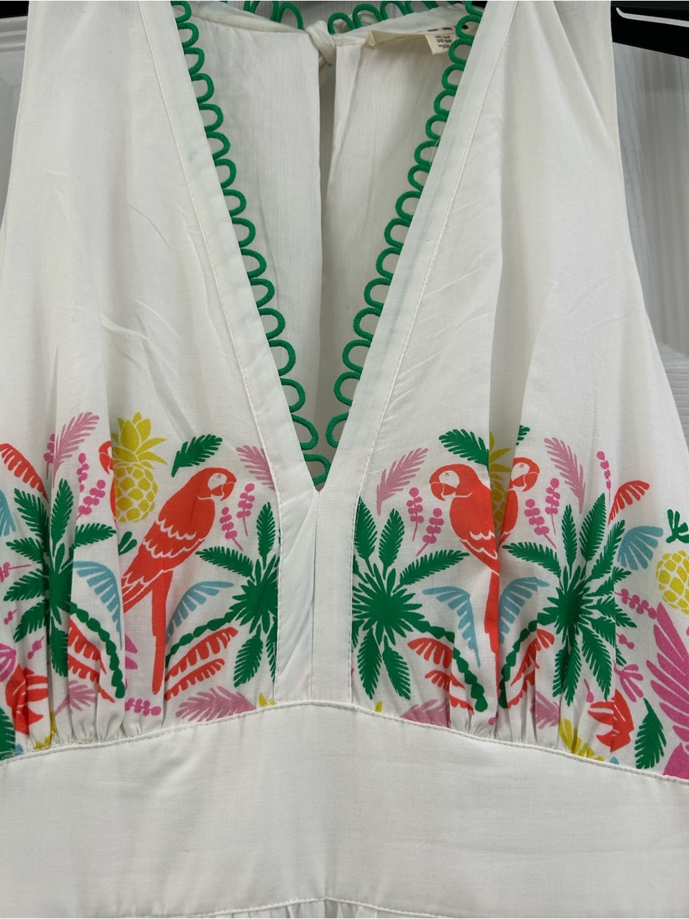 Boden Cotton Maxi Tie Neck Dress with Scalloped Trim - Picture 2 of 5